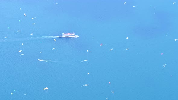 Kitesurfers on the Garda Lake