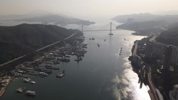 Hong Kong Ting Kau Bridge Drone shot