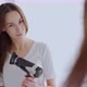Beautiful Female Drying Hair in Morning - VideoHive Item for Sale