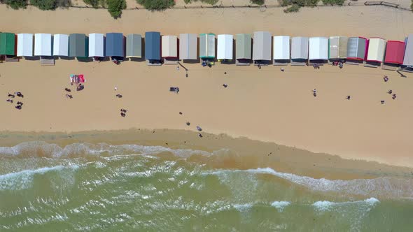 Bird's Eye View of the Dendy Street Beach Huts in Brighton Melbourne