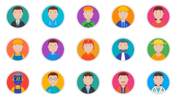 15 Colorful Job Avatars Pack