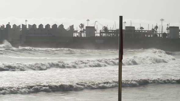 Barcelona CataloniaSpain  January 21 2020 Storm Coming Over the Coastline of Barceloneta