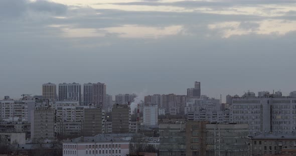 City Panoramic View with Chimneys