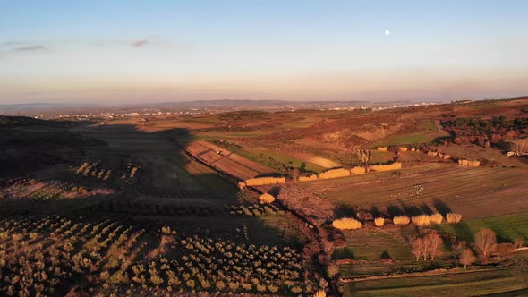 Flying Over the Amazing Rolling Hills of Albania at Sunset