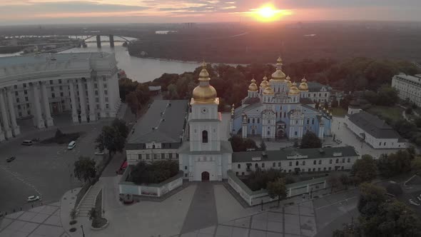 St. Michael's Golden-Domed Monastery in Kyiv, Ukraine. Aerial View