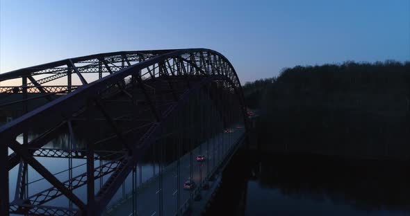 Tilt Down and Top View of a Bridge Over the New Croton Reservoir in NY