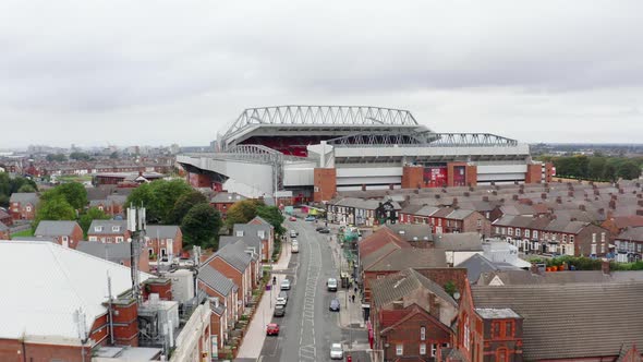 Houses and Streets Leading to Anfield in Liverpool