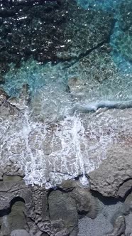 Vertical Video of Sea Water Near the Seashore Slow Motion