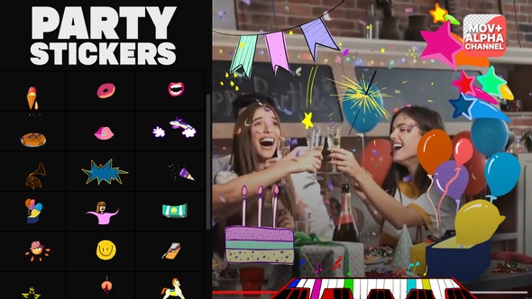 Animated Party Stickers | Motion Graphics