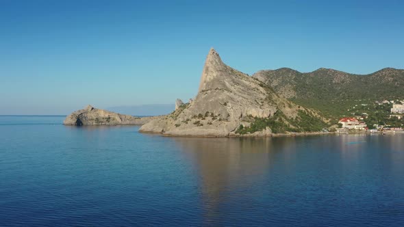 Aerial View of Moutains Rocks and Sea in Crimea