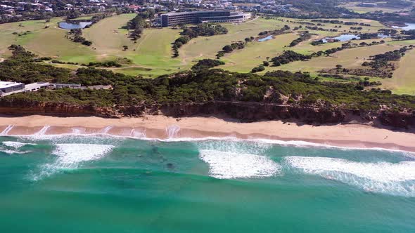 Luxury Golf Course On A Coastline Beach Setting, AERIAL TILT UP