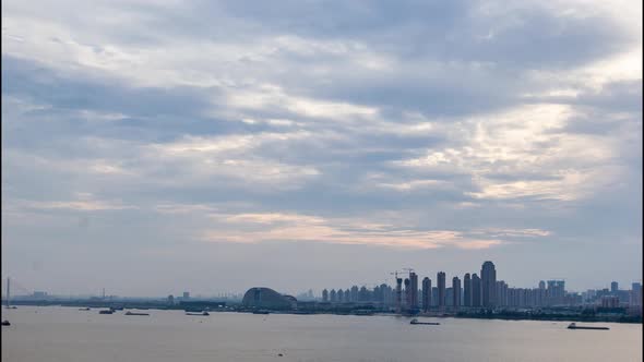 Timelapse of Wuhan city .Panoramic skyline and buildings