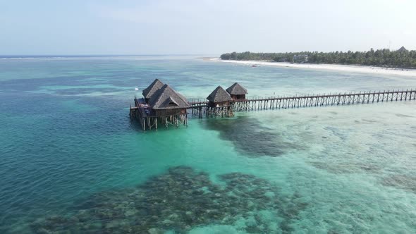 House on Stilts in the Ocean on the Coast of Zanzibar Tanzania