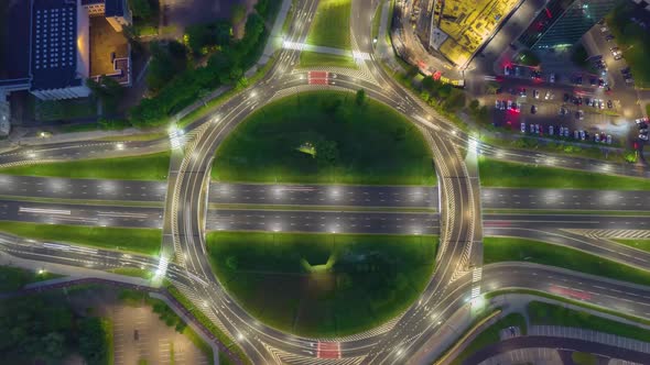 road junction aerial view time lapse