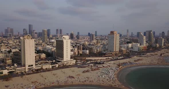 Aerial view of Tel Aviv coastline city, Israel. 4K