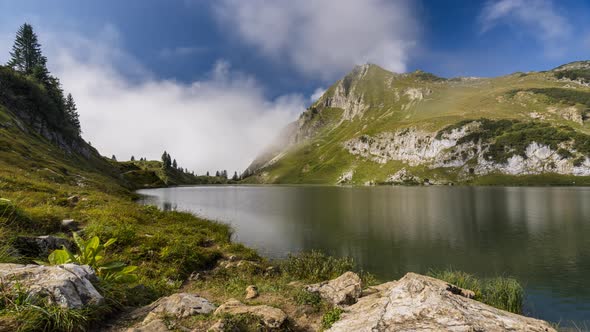 Timelapse of Lake Seealp, Oberstdorf, Allgaeu Alps, Bavaria, Germany