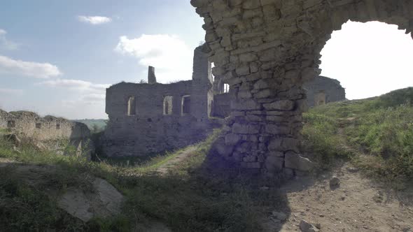 Skala-Podilsky Castle's ruins on a sunny day