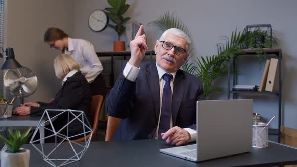 Senior Mature Old Business Man Pointing to Camera Choosing Lucky One Winner Meaning We Need you