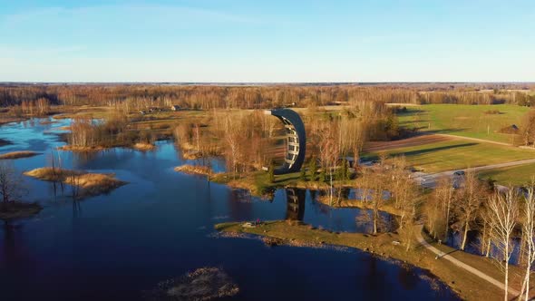 Modern Construction Observation Tower in Kirkilai  Aerial Dron Shot