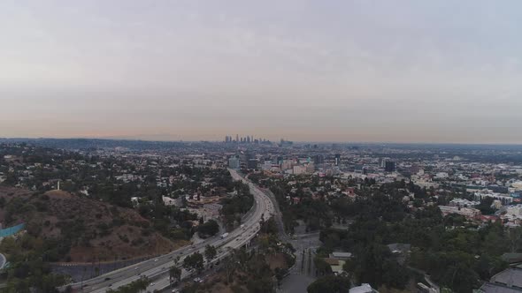 Los Angeles Cityscape in Morning. California, USA. Aerial View