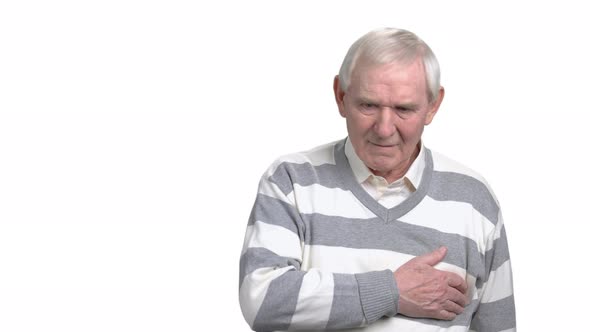 Elderly Old Man with Discomfort in Chest.