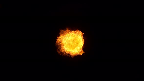 Super Slow Motion Shot of Fireball Explosion Towards the Camera Isolated on Black at 1000Fps alt