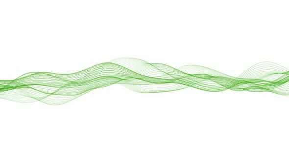 New Green Particle Line Wave On White Background