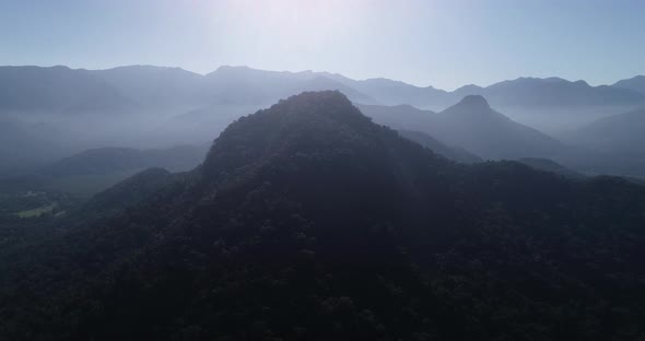 View of a peak in Serra do Mar forest near Rio de Janeiro
