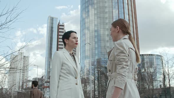 Businesswomen Meeting on the Street