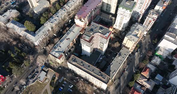 Tbilisi, Georgia - March 3 2022: Flying over Al. Kazbegi Avenue