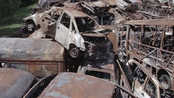 Wardestroyed Cars in Irpin Bucha District Ukraine