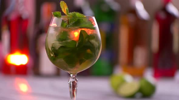 Rotating Glass Filled with Drink