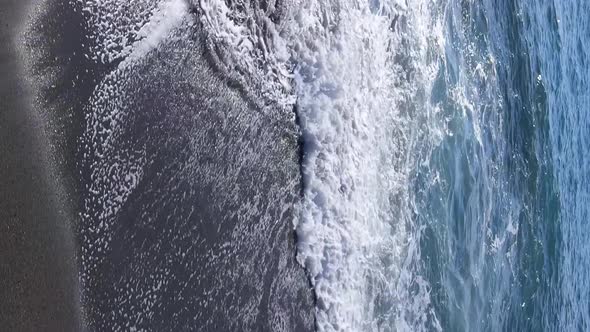 Vertical Video Sea Near the Coast  Closeup of the Coastal Seascape