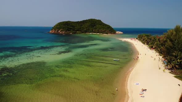 Aerial Drone View Small Koh Ma Island, Ko Phangan Thailand