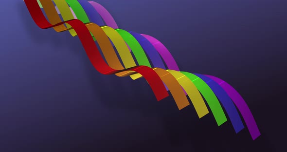 Rainbow flag made of wavy ribbons. Pride concept. Abstract background. Loop animation