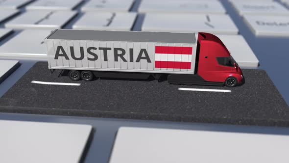 Truck with Flag of Austria Moves on the Keyboard Key alt