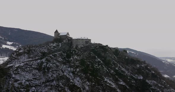 Amazing view of Monastero di Sabiona filmed with DJI Mavic 3 Cine in ProRes during winter.