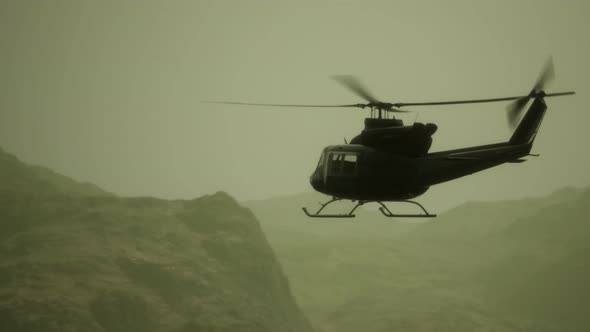 Slow Motion United States Military Helicopter in Vietnam alt