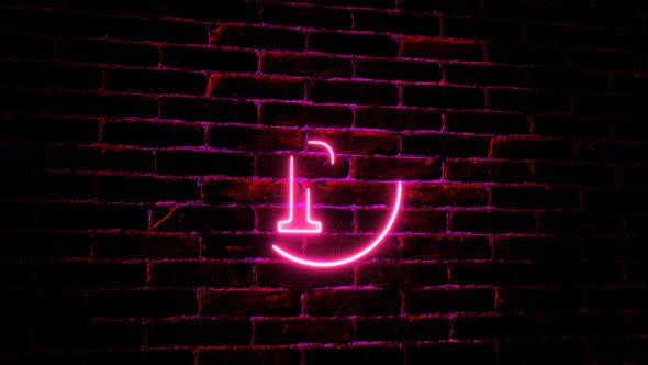 Neon R Text Intro animated on wall background