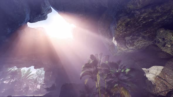 Sun Light Inside Mysterious Cave