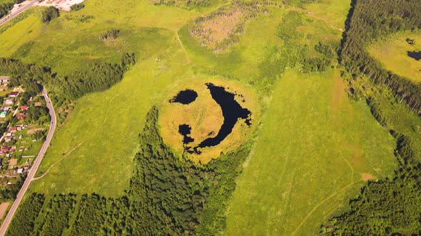 Supernatural Natural Phenomenon Lake  Smiling Face Aerial View