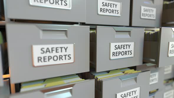 File Cabinet with SAFETY REPORTS Text