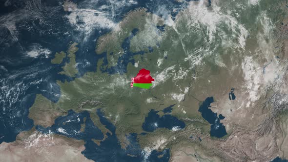 4K Globe Map of Belarus with a flag (Highlighted)