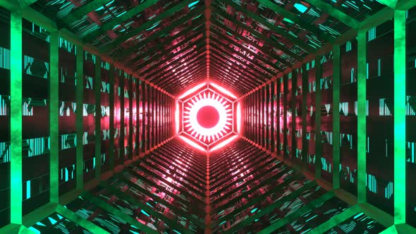 Flight in abstract sci-fi tunnel seamless loop. Futuristic motion graphics, high tech background