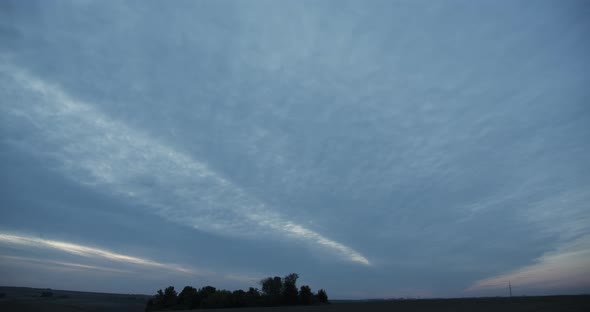 Evening Gloomy Sky Over The Fields