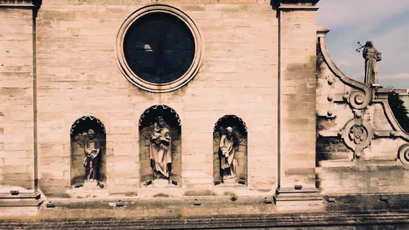 Aerial drone view of a flying over the Catholic Cathedral.