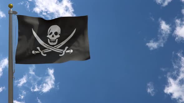 Pirate Flag Of Jack Rackham Jolly Roger On Flagpole