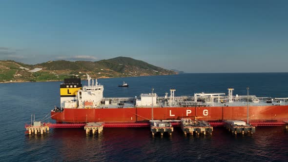 A gas tanker is at sea aerial view 4 K Turkey Alanya