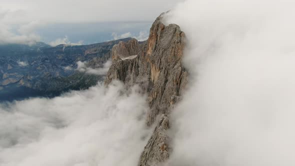 Aerial View of the Dolomites Peaks Italy