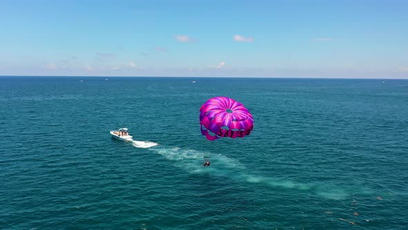 Following a parasail in the Atlantic Ocean